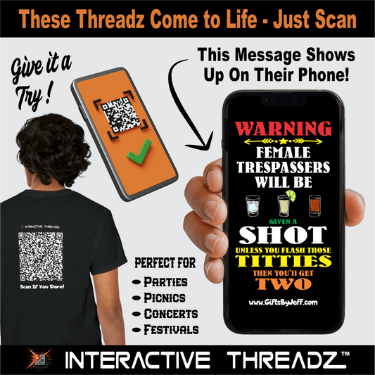 T-Shirt Female Trespassers Will Be Given A Shot - QR Code Shirt - Gildan 5000 Unisex T-shirt GiftsByJeff Gifts By Jeff Pittsburgh PA