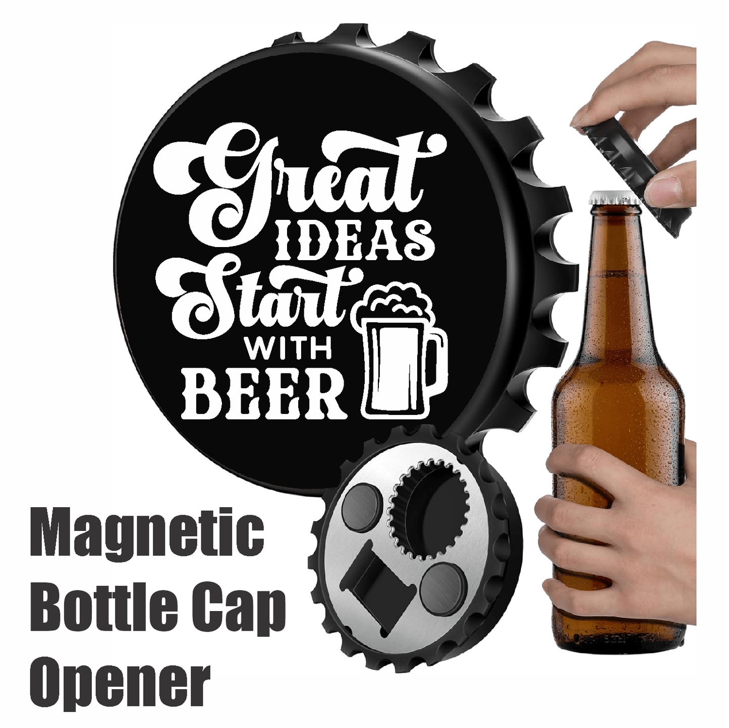 accessories Great Idea's Start With A Beer - Designer Beer Bottle Opener Magnet for Refrigerator, Gifts for Beer Lovers, Black GiftsByJeff Gifts By Jeff Pittsburgh PA