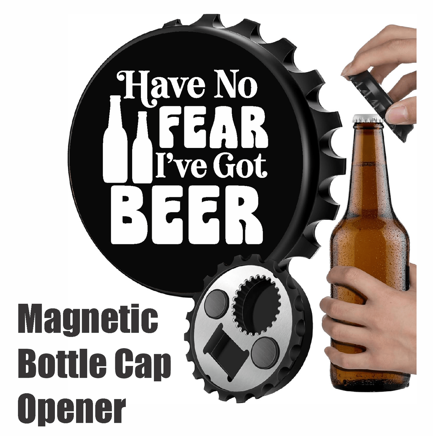 accessories Have No Fear I've Got Beer - Designer Beer Bottle Opener Magnet for Refrigerator, Gifts for Beer Lovers, Black GiftsByJeff Gifts By Jeff Pittsburgh PA