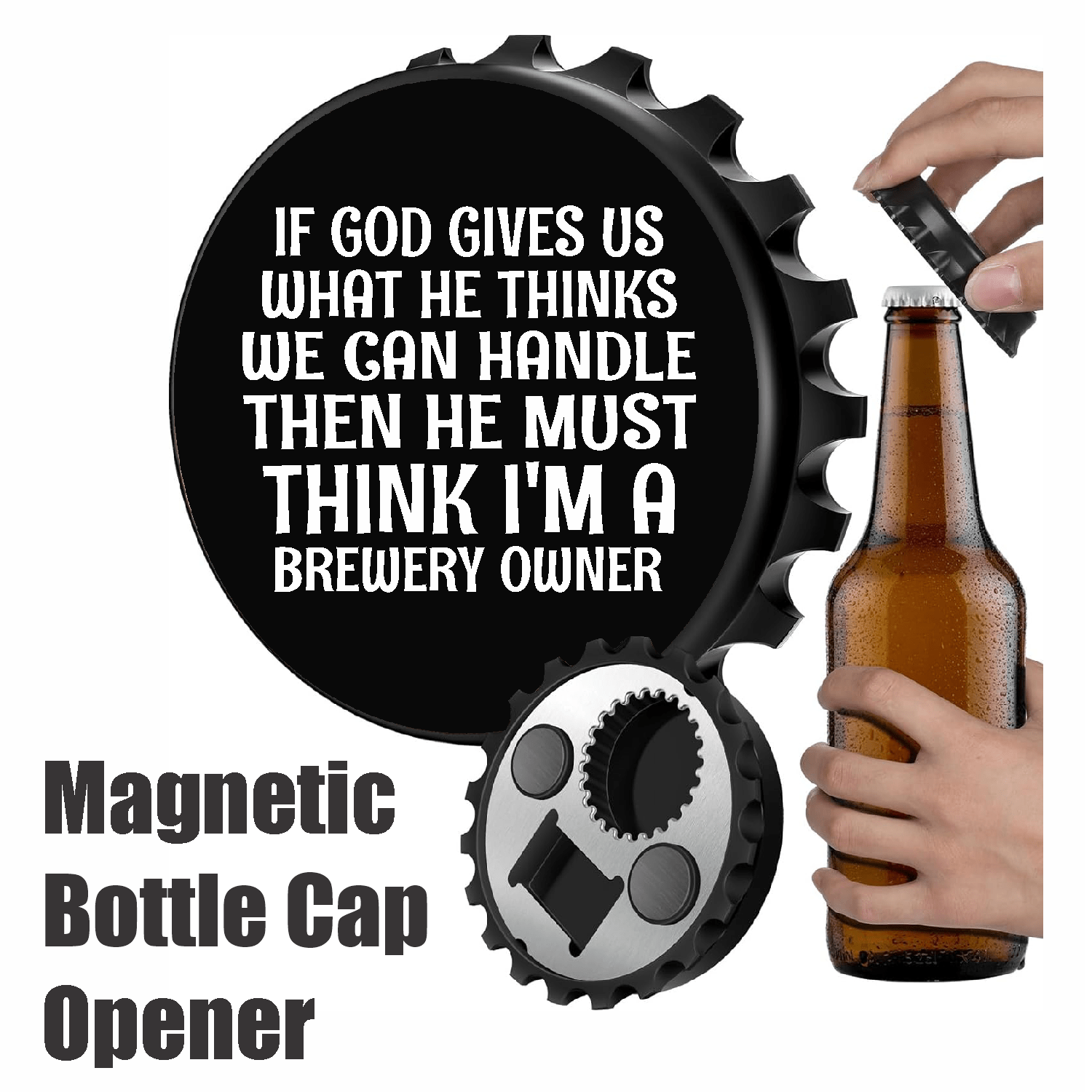 accessories He Must Think I'm A Brewery Owner - Designer Beer Bottle Opener Magnet for Refrigerator, Gifts for Beer Lovers, Black GiftsByJeff Gifts By Jeff Pittsburgh PA