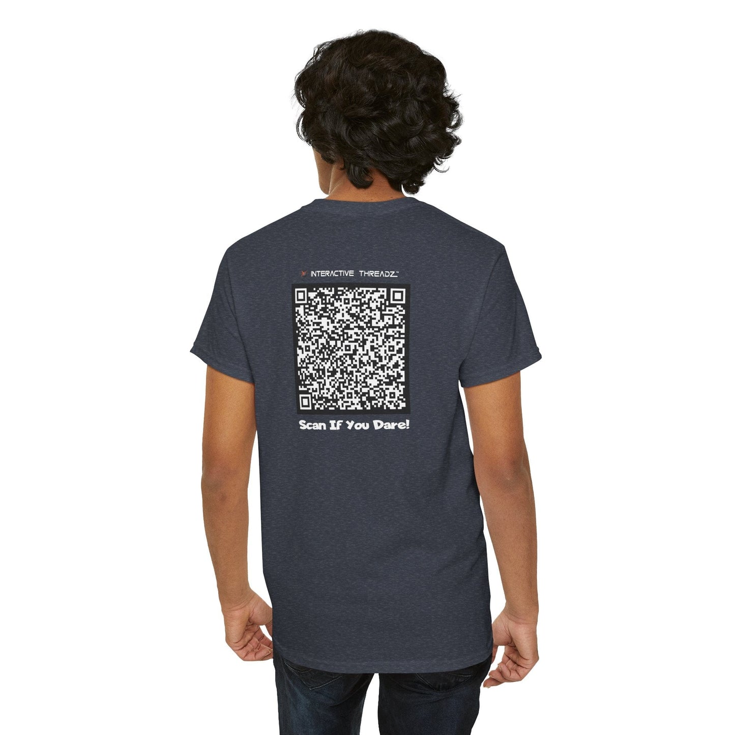 T-Shirt Heather Navy / S Bourbon, Beer & Babes, Three Things That Never Fail To Give Me A Headache - QR Code Shirt - Gildan 5000 Unisex T-shirt GiftsByJeff Gifts By Jeff Pittsburgh PA