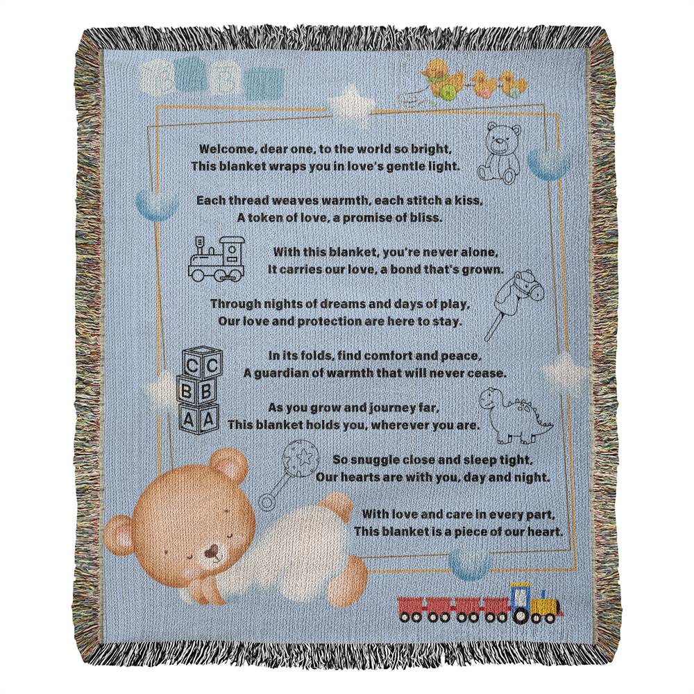 Jewelry Heirloom Woven Baby Blanket - Welcome, dear one, to the world so bright, This blanket wraps you in love's gentle light. GiftsByJeff Gifts By Jeff Pittsburgh PA