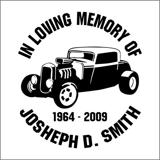 Car Decals Hot Rod Coupe - Celebration Of Life Decal GiftsByJeff Gifts By Jeff Pittsburgh PA