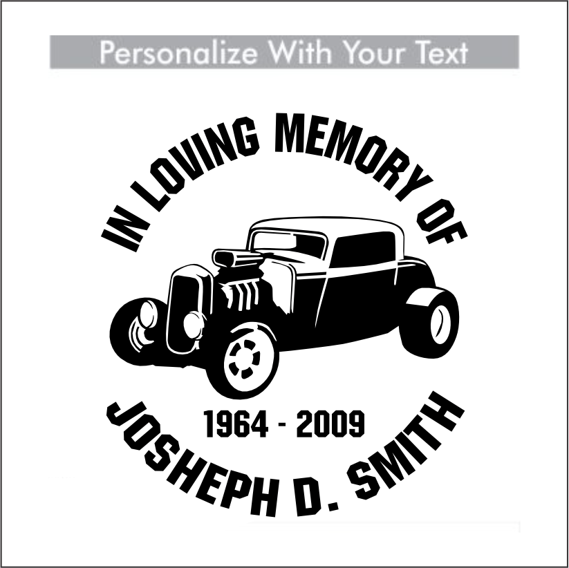 Car Decals Hot Rod Coupe - Celebration Of Life Decal GiftsByJeff Gifts By Jeff Pittsburgh PA