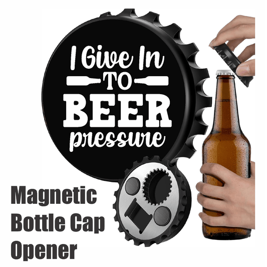 accessories I Give Into Beer Pressure - Designer Beer Bottle Opener Magnet for Refrigerator, Gifts for Beer Lovers, Black GiftsByJeff Gifts By Jeff Pittsburgh PA