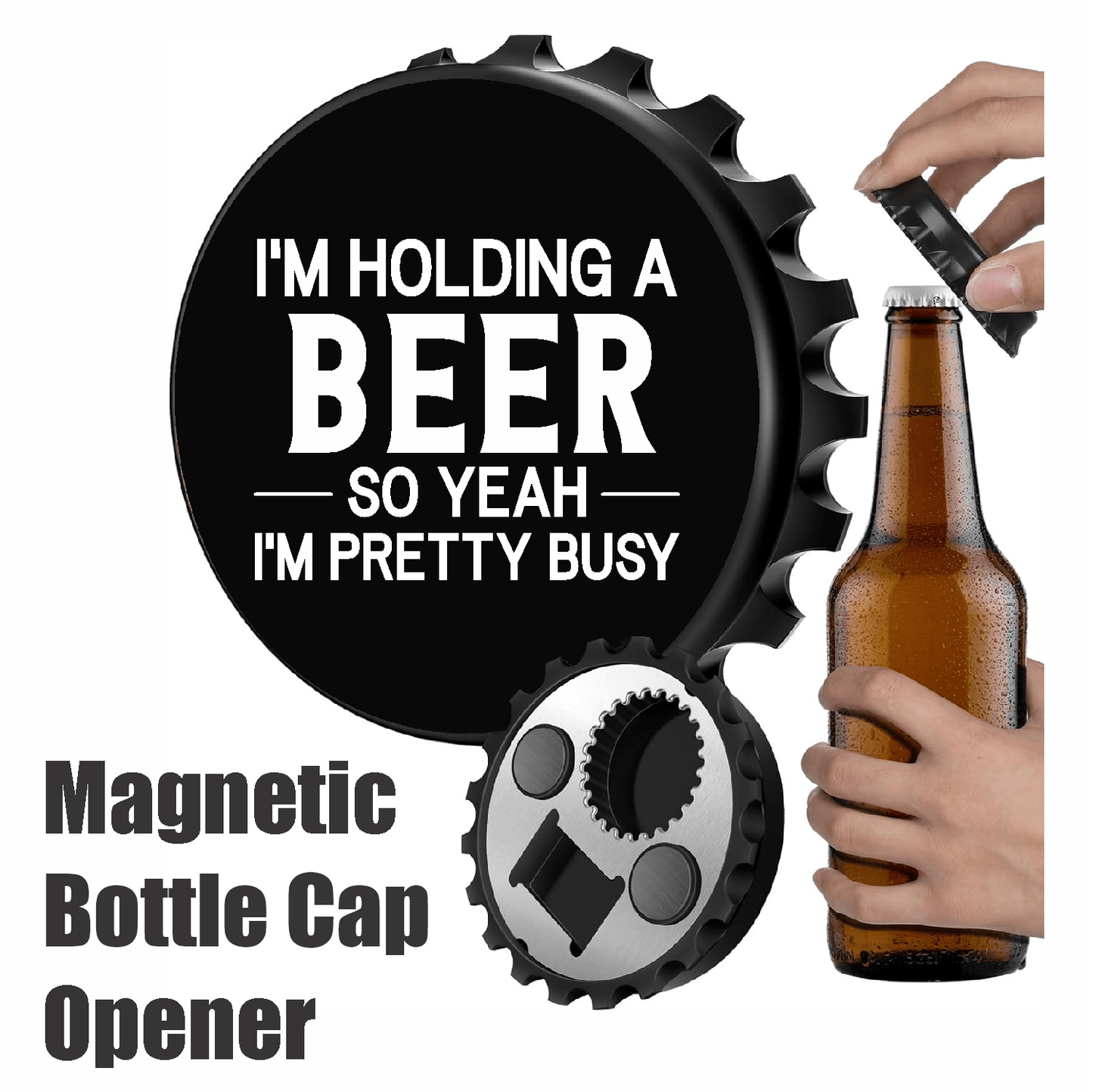 accessories I'm Holding A Beer - Designer Beer Bottle Opener Magnet for Refrigerator, Gifts for Beer Lovers, Black GiftsByJeff Gifts By Jeff Pittsburgh PA