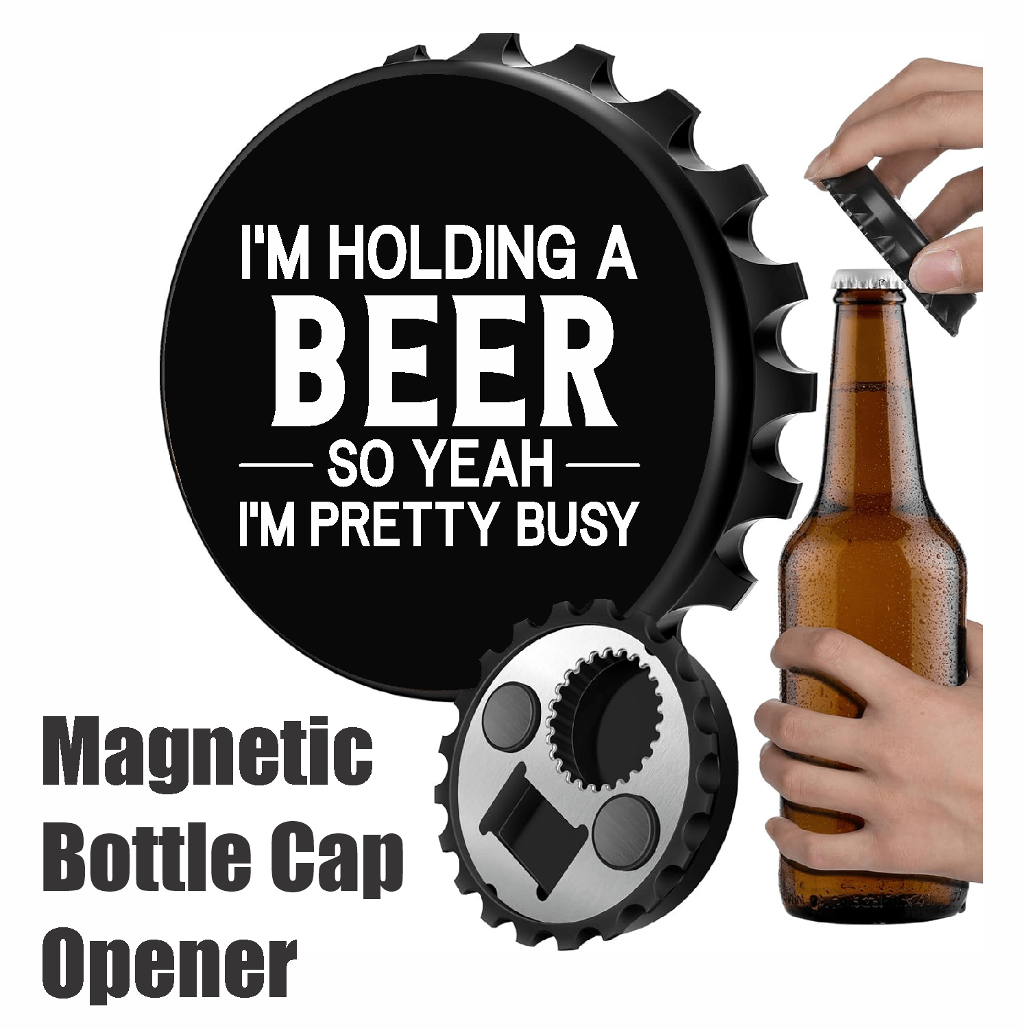 accessories I'm Holding A Beer - Designer Beer Bottle Opener Magnet for Refrigerator, Gifts for Beer Lovers, Black GiftsByJeff Gifts By Jeff Pittsburgh PA