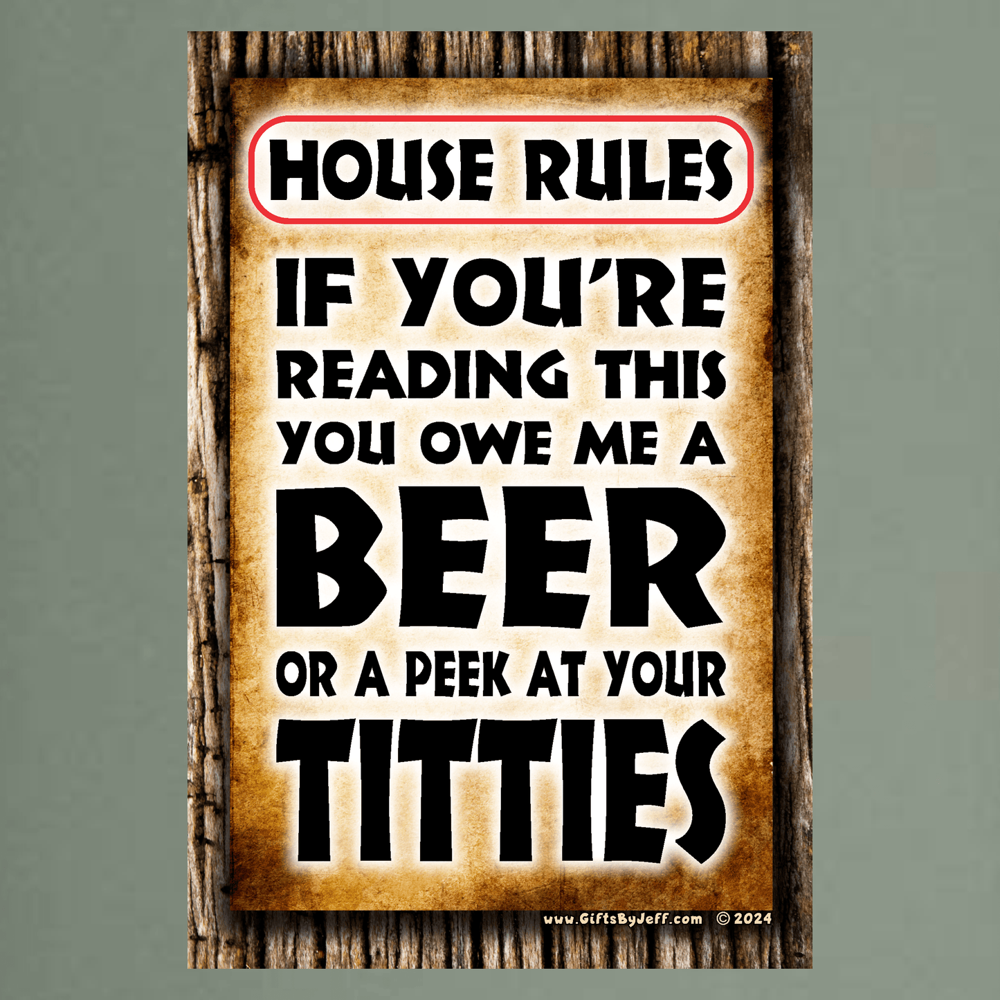 accessories If You're Reading This You Owe Me A Peek At Your Titties - 12" x 18" Vintage Metal Sign GiftsByJeff Gifts By Jeff Pittsburgh PA