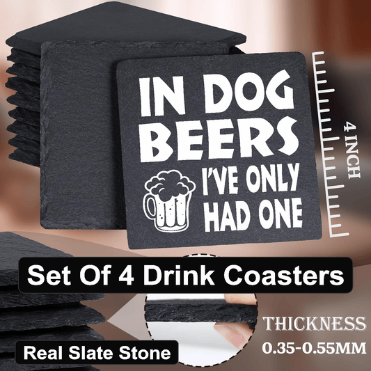 accessories In Dog Beers I've Only Had One - Set of 4 Black Slate Stone Coasters GiftsByJeff Gifts By Jeff Pittsburgh PA