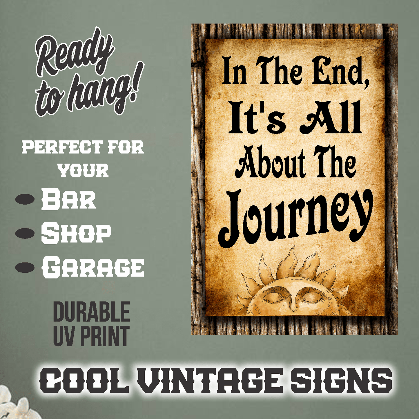 accessories It's All About The Journey - 12" x 18" Vintage Metal Sign GiftsByJeff Gifts By Jeff Pittsburgh PA