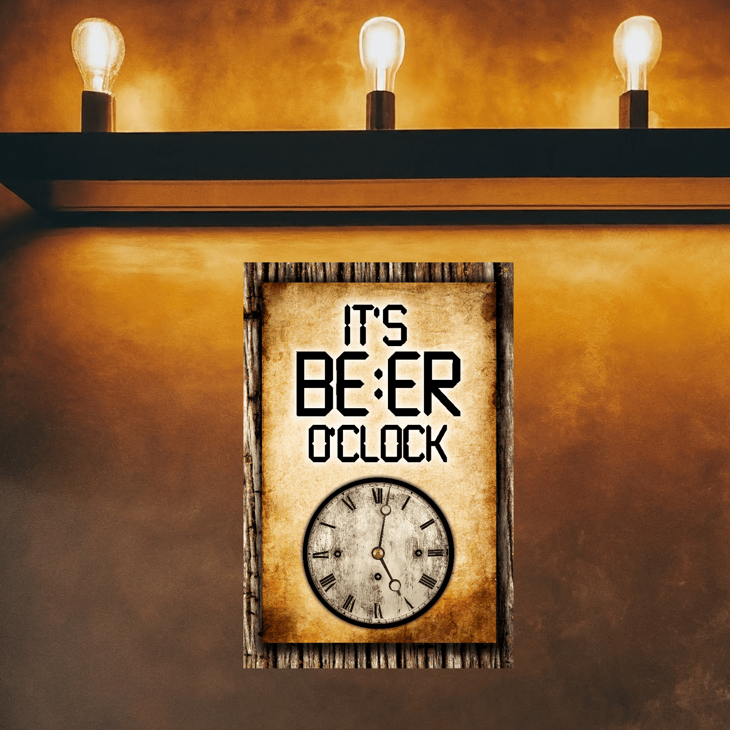 accessories It's BEER O'clock (clock) - 12" x 18" Vintage Metal Sign (Free Bottle Opener) GiftsByJeff Gifts By Jeff Pittsburgh PA