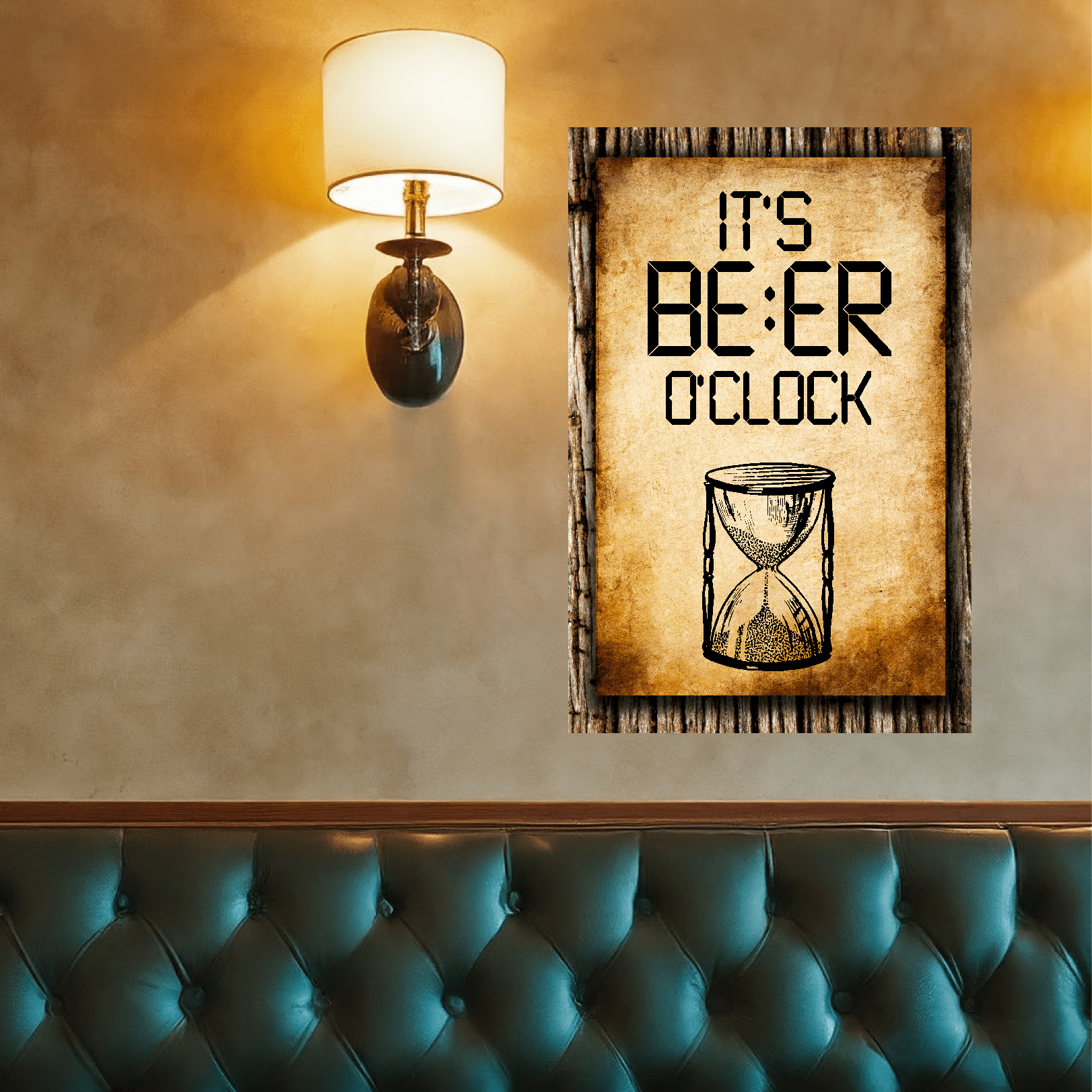 accessories It's BEER O'clock (HourGlass) - 12" x 18" Vintage Metal Sign GiftsByJeff Gifts By Jeff Pittsburgh PA