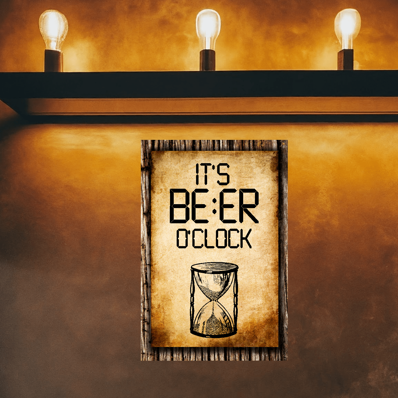 accessories It's BEER O'clock (HourGlass) - 12" x 18" Vintage Metal Sign GiftsByJeff Gifts By Jeff Pittsburgh PA