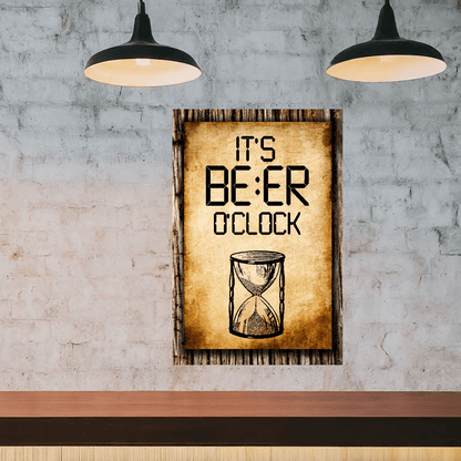 accessories It's BEER O'clock (HourGlass) - 12" x 18" Vintage Metal Sign GiftsByJeff Gifts By Jeff Pittsburgh PA
