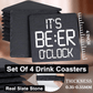 accessories It's BEER O'clock - Set of 4 Black Slate Stone Coasters GiftsByJeff Gifts By Jeff Pittsburgh PA