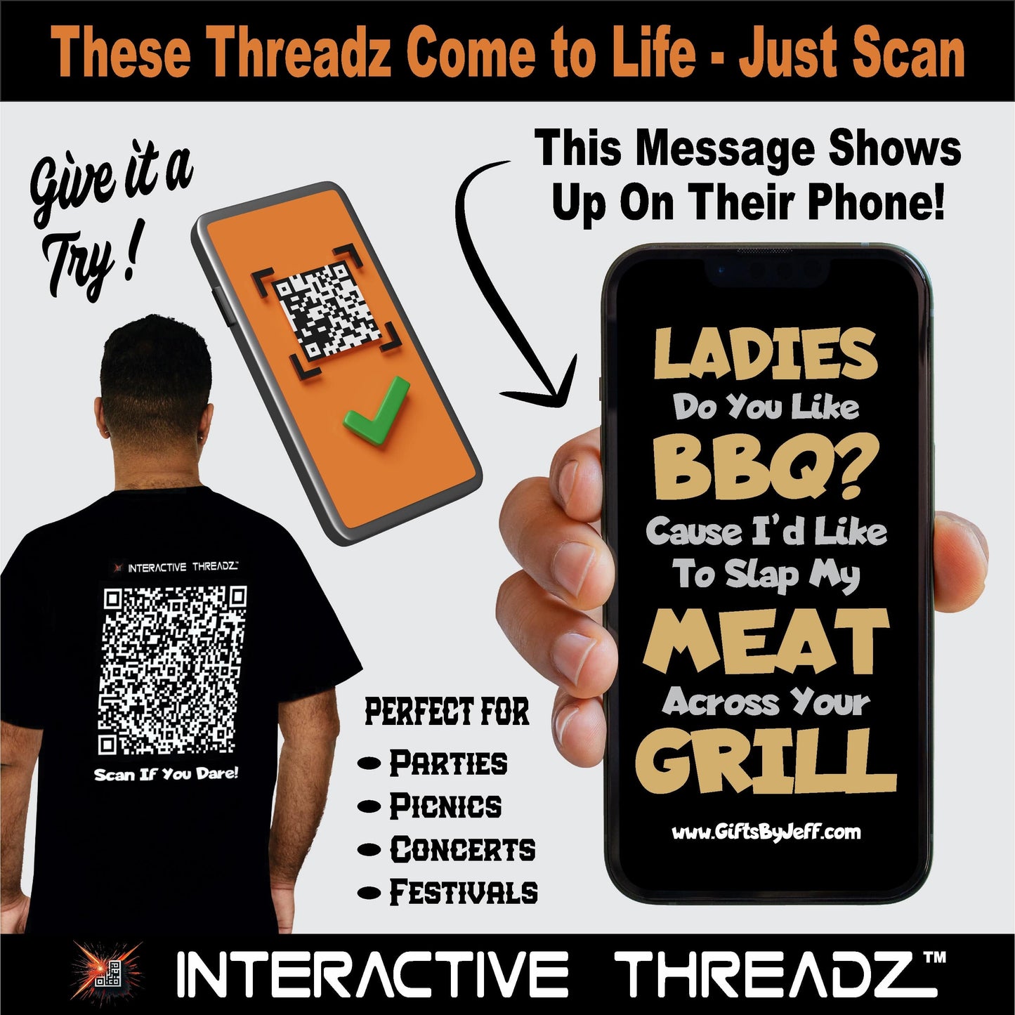 T-Shirt Ladies Do You Like BBQ? - QR Code Shirt - Gildan 5000 Unisex T-shirt GiftsByJeff Gifts By Jeff Pittsburgh PA