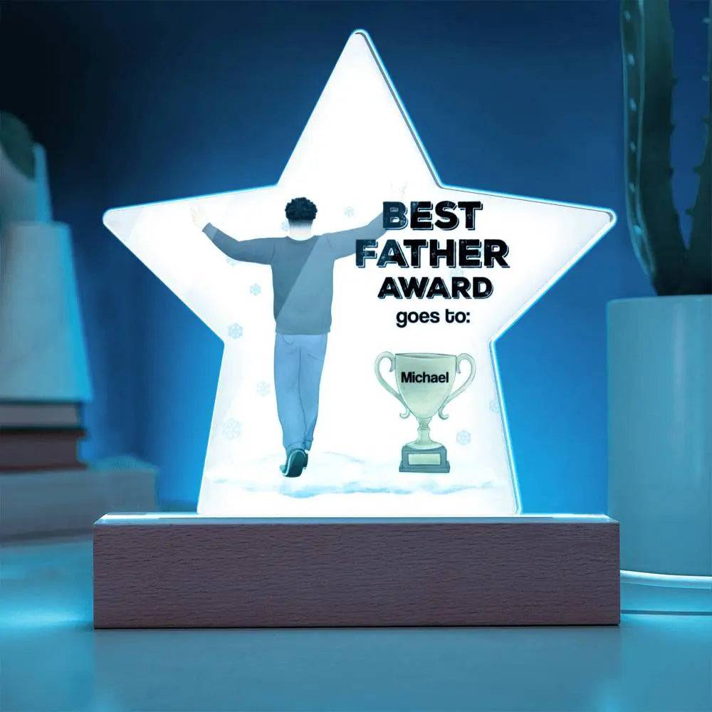 Jewelry LED Base Best Father Award (Personalized) ~ Star Acrylic Plaque GiftsByJeff Gifts By Jeff Pittsburgh PA