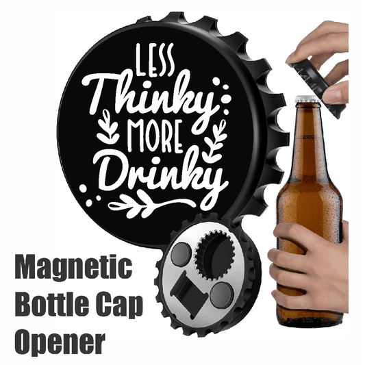 accessories Less Thinky, More Drinky - Designer Beer Bottle Opener Magnet for Refrigerator, Gifts for Beer Lovers, Black GiftsByJeff Gifts By Jeff Pittsburgh PA