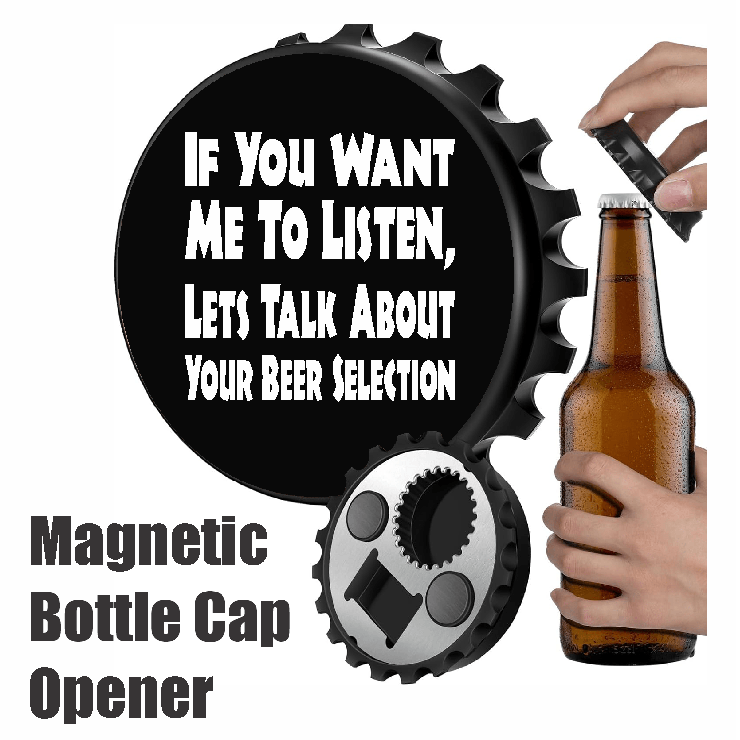 accessories Let's Talk About Your Beer Selection - Designer Beer Bottle Opener Magnet for Refrigerator, Gifts for Beer Lovers, Black GiftsByJeff Gifts By Jeff Pittsburgh PA