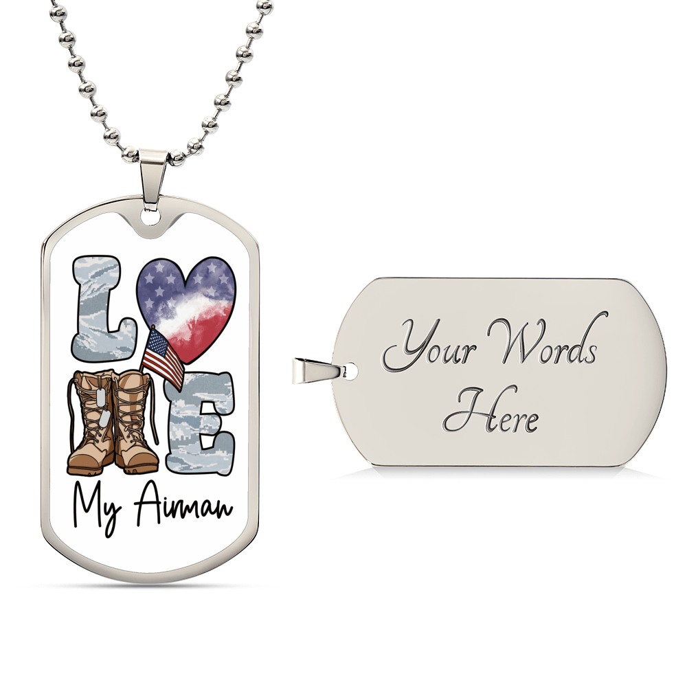 Jewelry Love My Airman Dog Tag- Custom Engraved Dog Tag Necklace GiftsByJeff Gifts By Jeff Pittsburgh PA