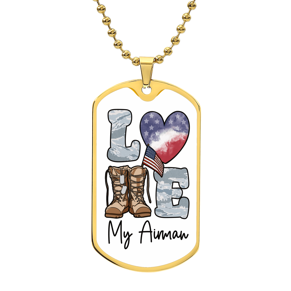 Jewelry Love My Airman Dog Tag- Custom Engraved Dog Tag Necklace GiftsByJeff Gifts By Jeff Pittsburgh PA