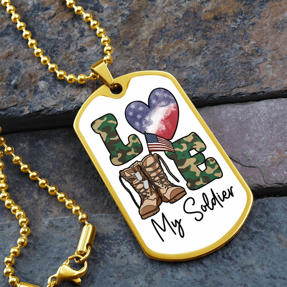 Jewelry Love My Army Soldier - Custom Engraved Dog Tag Necklace GiftsByJeff Gifts By Jeff Pittsburgh PA