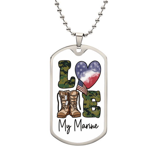 Jewelry Love My Marine Dog Tag - Custom Engraved Dog Tag Necklace GiftsByJeff Gifts By Jeff Pittsburgh PA