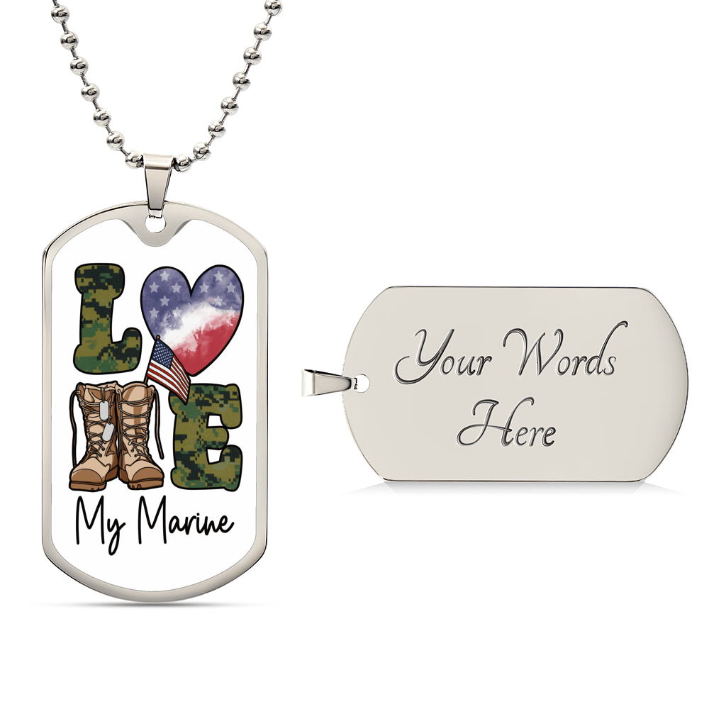 Jewelry Love My Marine Dog Tag - Custom Engraved Dog Tag Necklace GiftsByJeff Gifts By Jeff Pittsburgh PA