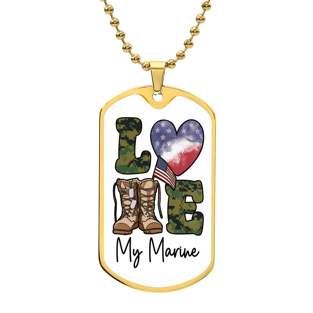 Jewelry Love My Marine Dog Tag - Custom Engraved Dog Tag Necklace GiftsByJeff Gifts By Jeff Pittsburgh PA