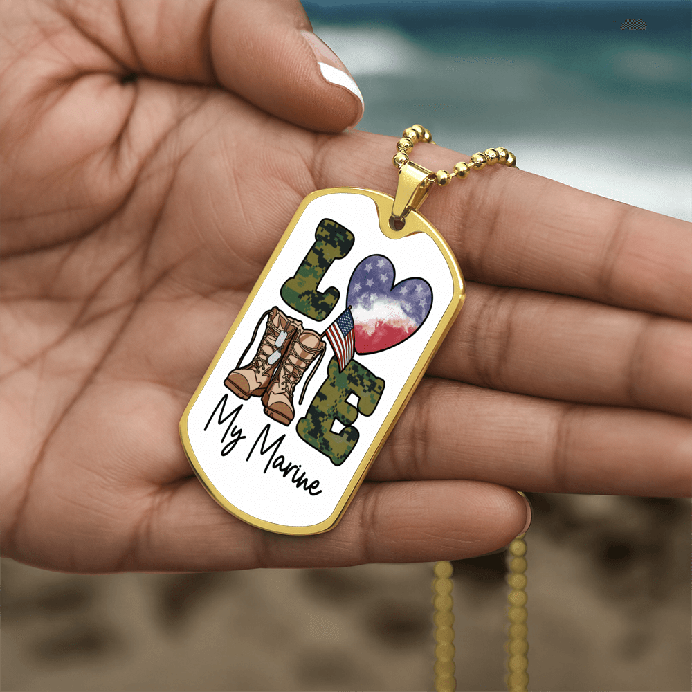 Jewelry Love My Marine Dog Tag - Custom Engraved Dog Tag Necklace GiftsByJeff Gifts By Jeff Pittsburgh PA