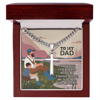 Jewelry Luxury Box w/LED To My Dad My Fishing Buddy My Hero Personalized Steel Cross Necklace GiftsByJeff Gifts By Jeff Pittsburgh PA