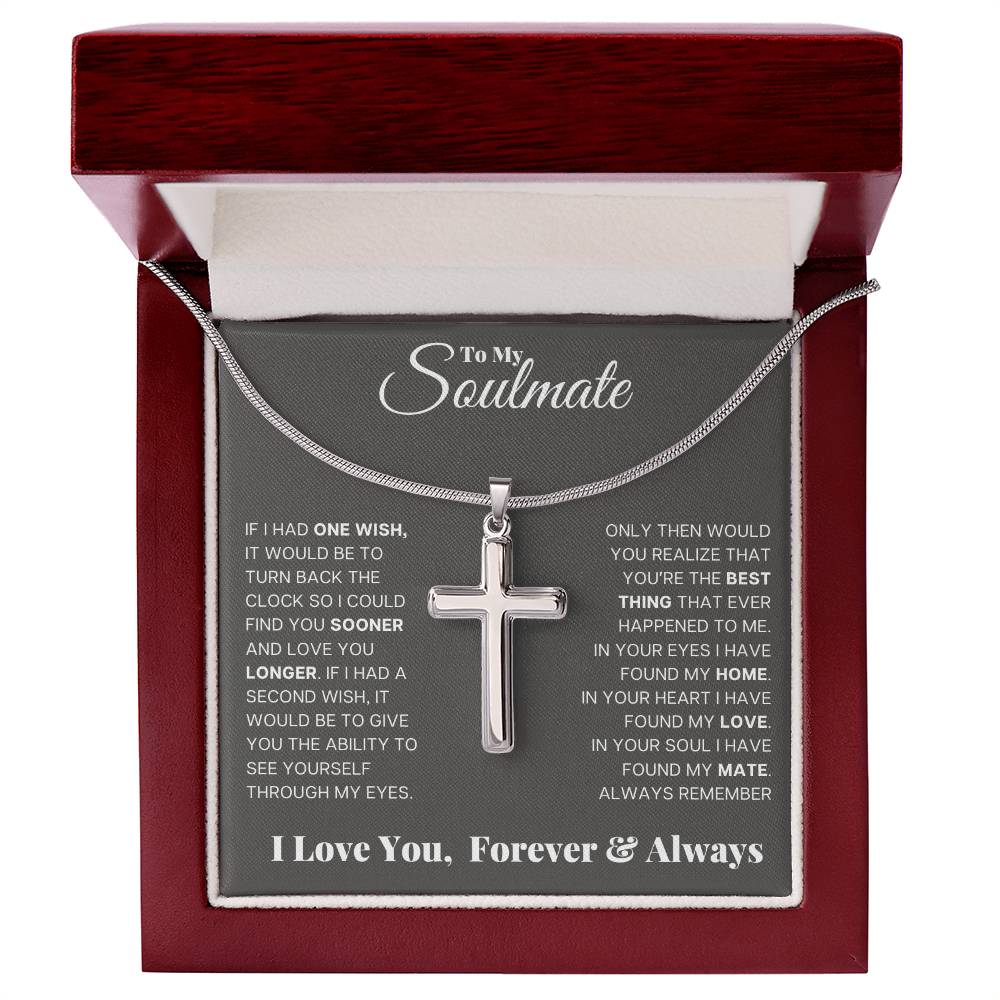 Jewelry Luxury Box w/LED To My Soulmate, In Your Soul I Have Found My Mate - Stainless Steel Cross Necklace GiftsByJeff Gifts By Jeff Pittsburgh PA