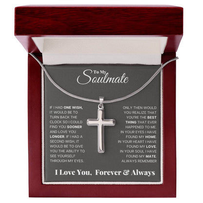 Jewelry Luxury Box w/LED To My Soulmate, In Your Soul I Have Found My Mate - Stainless Steel Cross Necklace GiftsByJeff Gifts By Jeff Pittsburgh PA