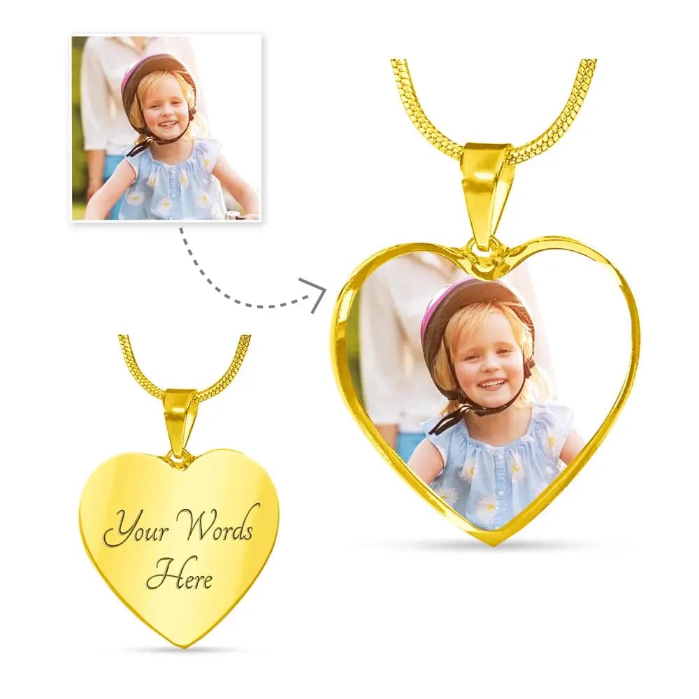 Jewelry Luxury Necklace (18k Yellow Gold Finish) / Yes Heart-Shaped Pendant with Full-Color Photo - Perfect for Valentine's Day GiftsByJeff Gifts By Jeff Pittsburgh PA