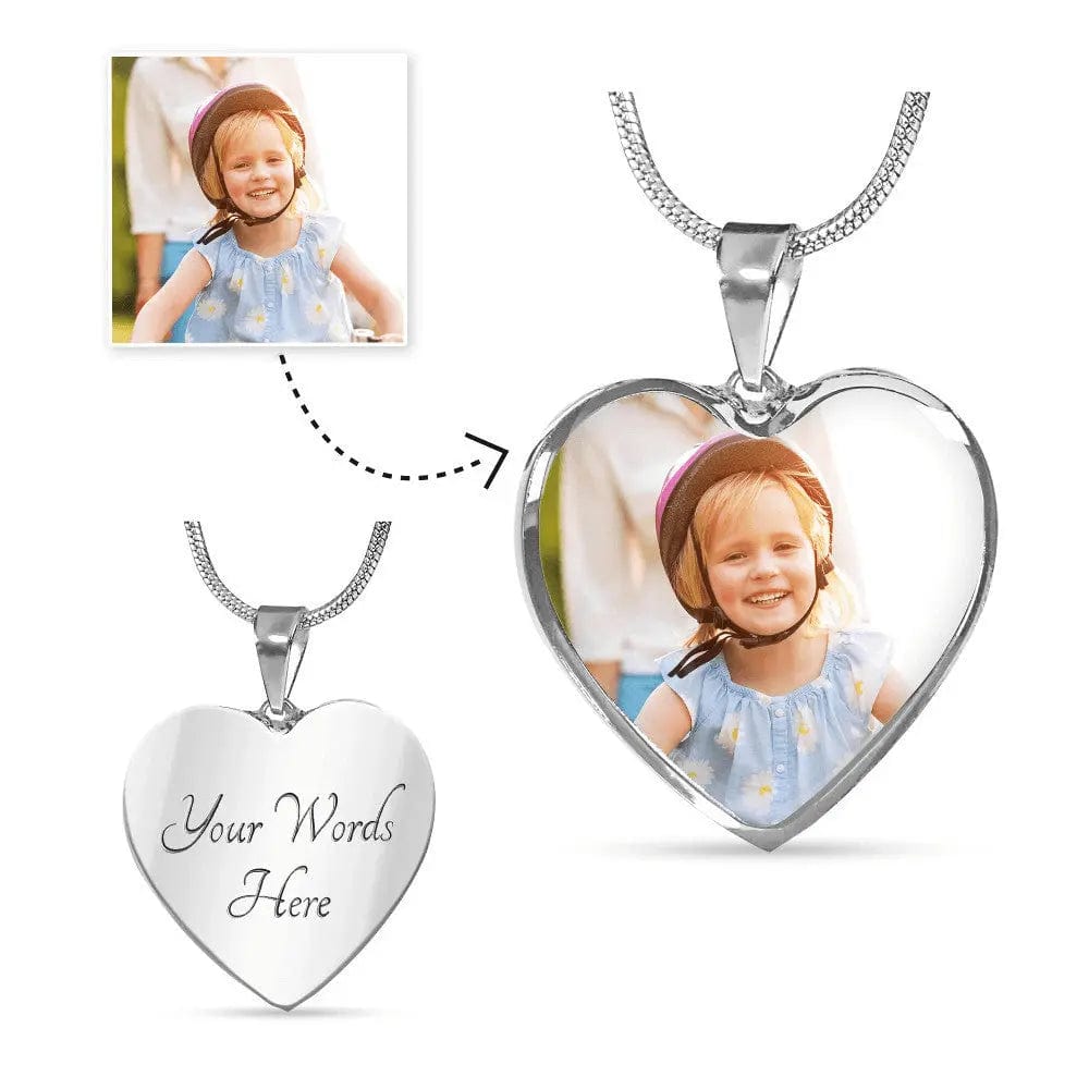 Jewelry Luxury Necklace (.316 Surgical Steel) / Yes Heart-Shaped Pendant with Full-Color Photo - Perfect for Valentine's Day GiftsByJeff Gifts By Jeff Pittsburgh PA