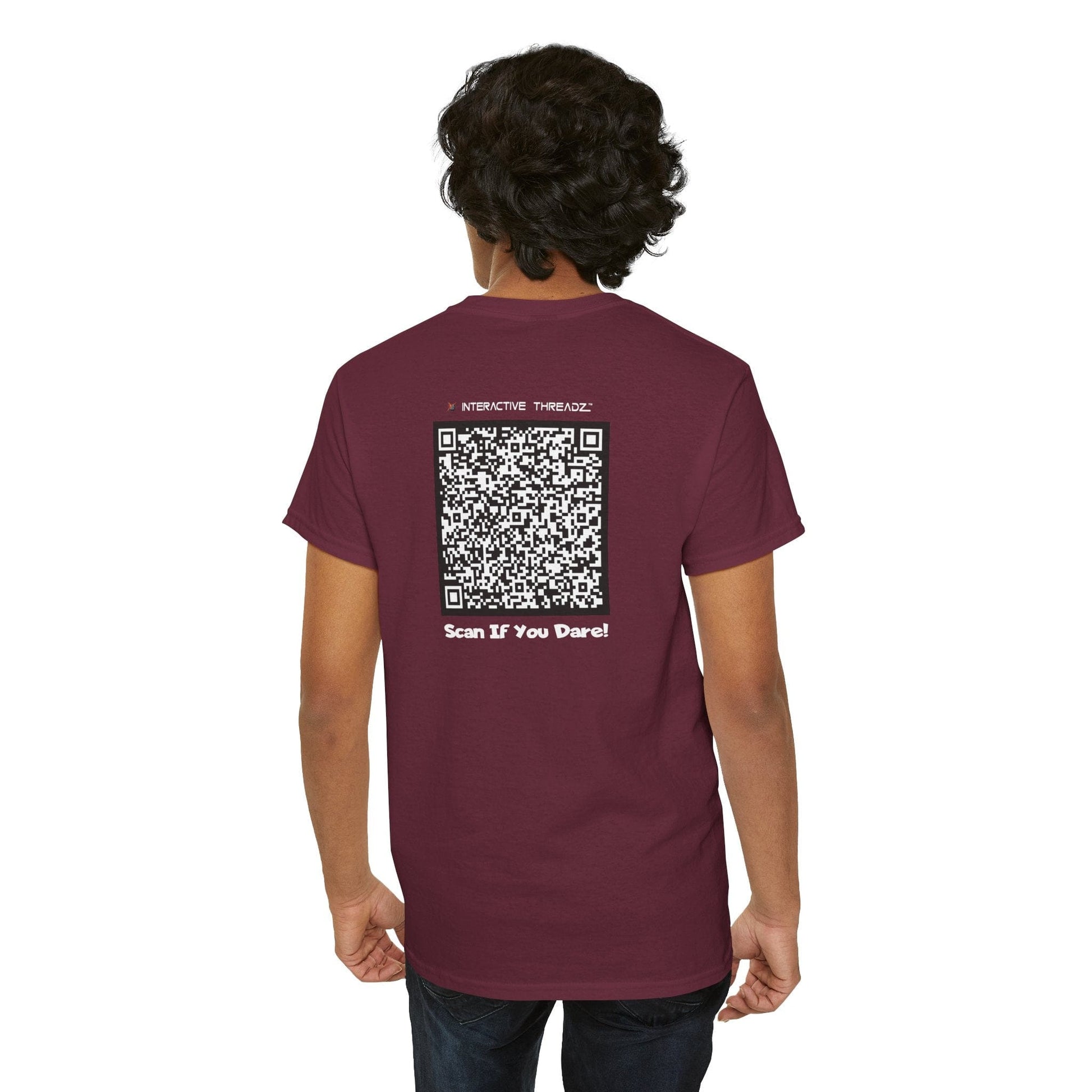 T-Shirt Maroon / S Bourbon, Beer & Babes, Three Things That Never Fail To Give Me A Headache - QR Code Shirt - Gildan 5000 Unisex T-shirt GiftsByJeff Gifts By Jeff Pittsburgh PA