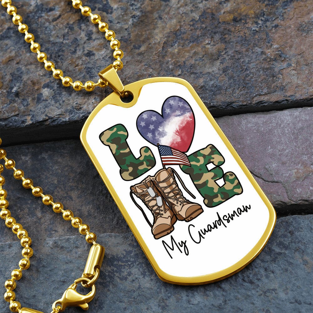 Jewelry Military Chain (Gold) / No love my Guardsman dog tag GiftsByJeff Gifts By Jeff Pittsburgh PA