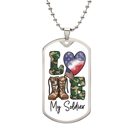 Jewelry Military Chain (Silver) / No Love My Army Soldier - Custom Engraved Dog Tag Necklace GiftsByJeff Gifts By Jeff Pittsburgh PA