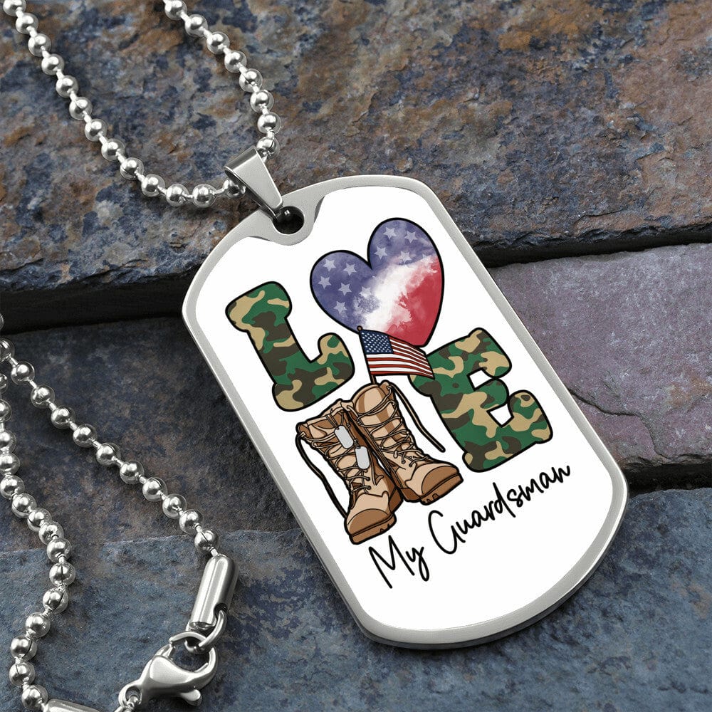 Jewelry Military Chain (Silver) / No love my Guardsman dog tag GiftsByJeff Gifts By Jeff Pittsburgh PA