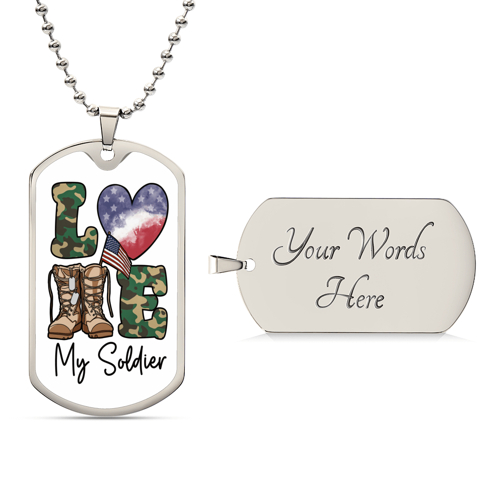 Jewelry Military Chain (Silver) / Yes Love My Army Soldier - Custom Engraved Dog Tag Necklace GiftsByJeff Gifts By Jeff Pittsburgh PA