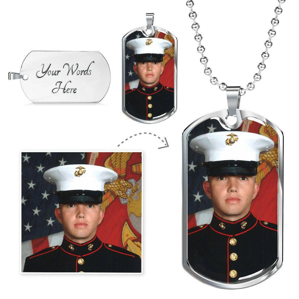 Jewelry Military Chain (Silver) / Yes Personalized Dog Tag adorned with your cherished photo and custom engraving GiftsByJeff Gifts By Jeff Pittsburgh PA