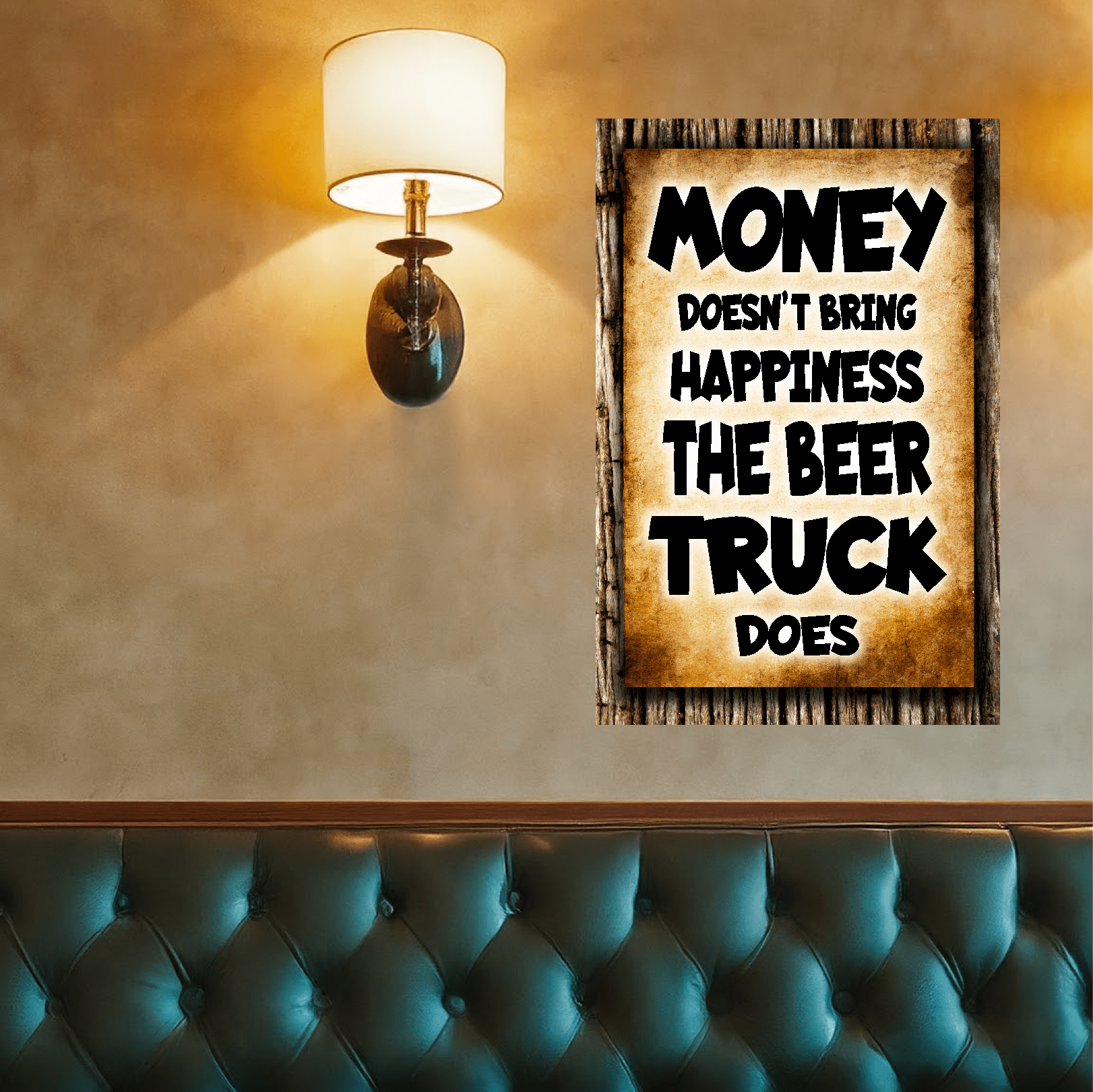 accessories Money Doesn't Bring Happiness - 12" x 18" Vintage Metal Sign (Free Bottle Opener) GiftsByJeff Gifts By Jeff Pittsburgh PA