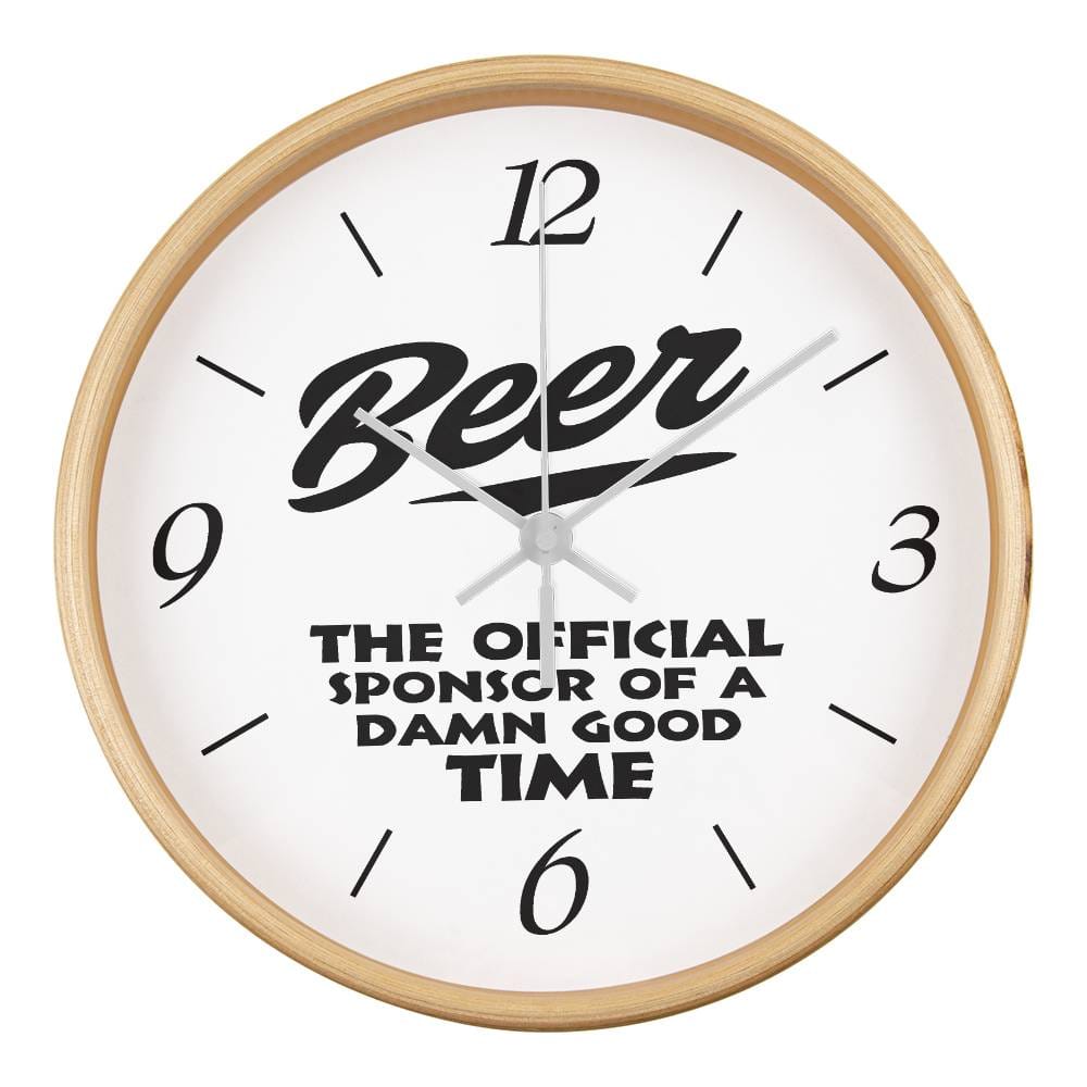 Jewelry Natural / White BEER, The Official Sponsor Of A Damn Good Time - 10" Wood Framed Wall Clock GiftsByJeff Gifts By Jeff Pittsburgh PA