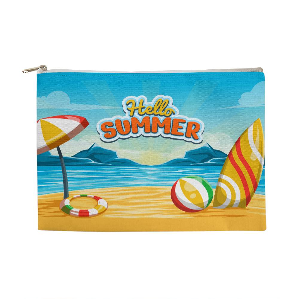 Jewelry Natural Zipper Beach Vibes, Hello Summer -Large Fabric Zippered Pouch GiftsByJeff Gifts By Jeff Pittsburgh PA