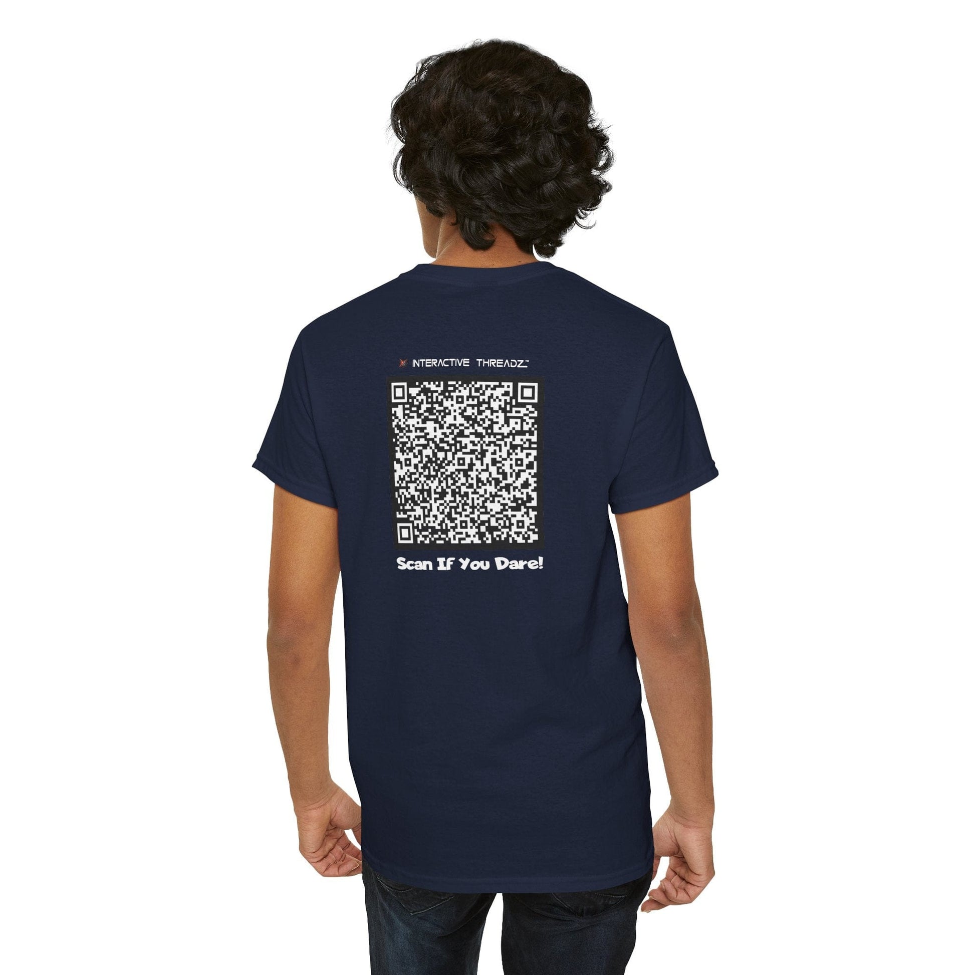 T-Shirt Navy / S Bourbon, Beer & Babes, Three Things That Never Fail To Give Me A Headache - QR Code Shirt - Gildan 5000 Unisex T-shirt GiftsByJeff Gifts By Jeff Pittsburgh PA