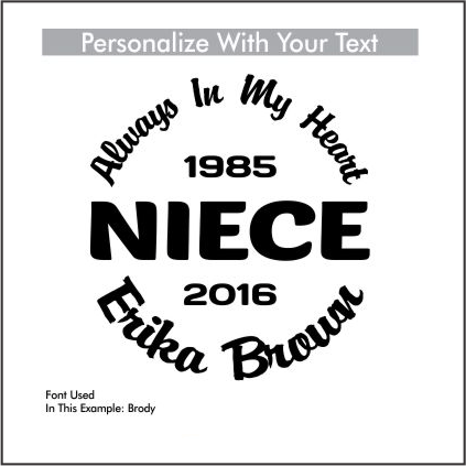 Car Decals NIECE - Celebration Of Life Decal GiftsByJeff Gifts By Jeff Pittsburgh PA