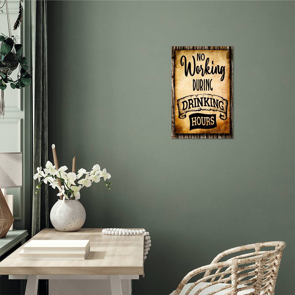 accessories No Working During Drinking Hours - 12" x 18" Vintage Metal Sign GiftsByJeff Gifts By Jeff Pittsburgh PA