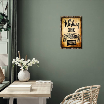accessories No Working During Drinking Hours - 12" x 18" Vintage Metal Sign GiftsByJeff Gifts By Jeff Pittsburgh PA