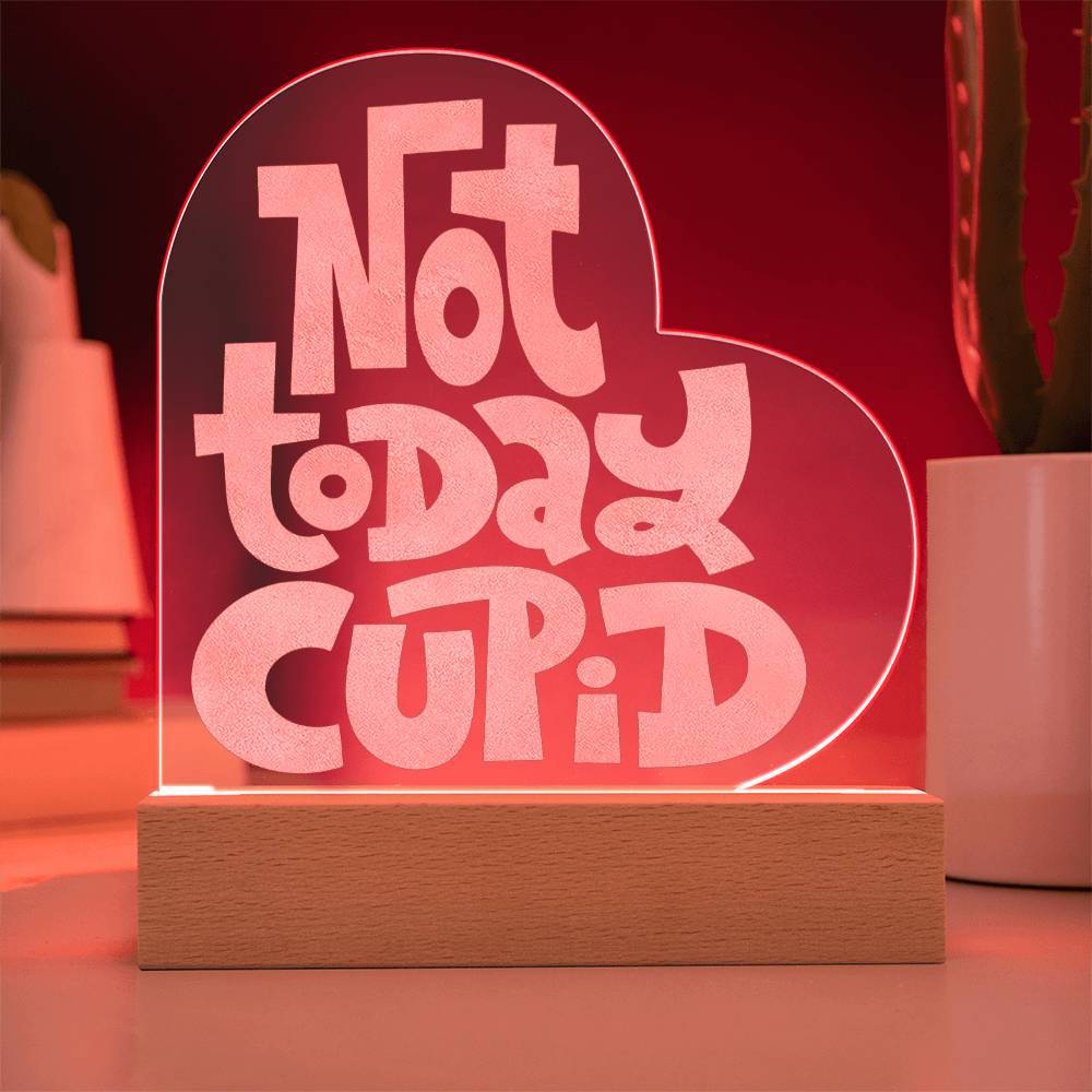 Jewelry Not Today Cupid ~ Anti Valentine's Engraved Acrylic Heart Plaque GiftsByJeff Gifts By Jeff Pittsburgh PA