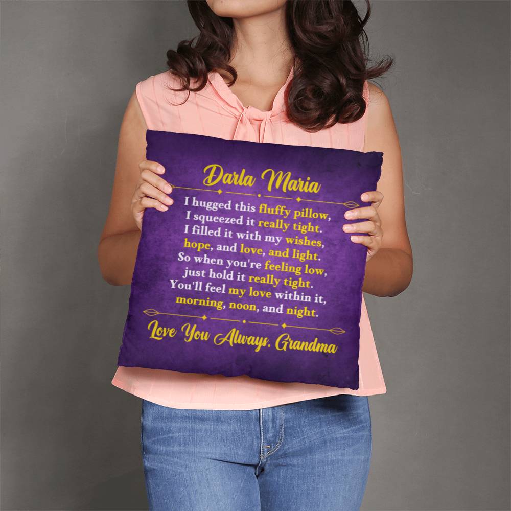 Jewelry Personalized Pillow - Purple - So when you're feeling low, just hold it really tight. You'll feel my love within it,  morning, noon, and night. - Classic Pillow GiftsByJeff Gifts By Jeff Pittsburgh PA